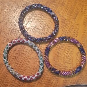 Trio Of Seed Bead Nepal Bracelets